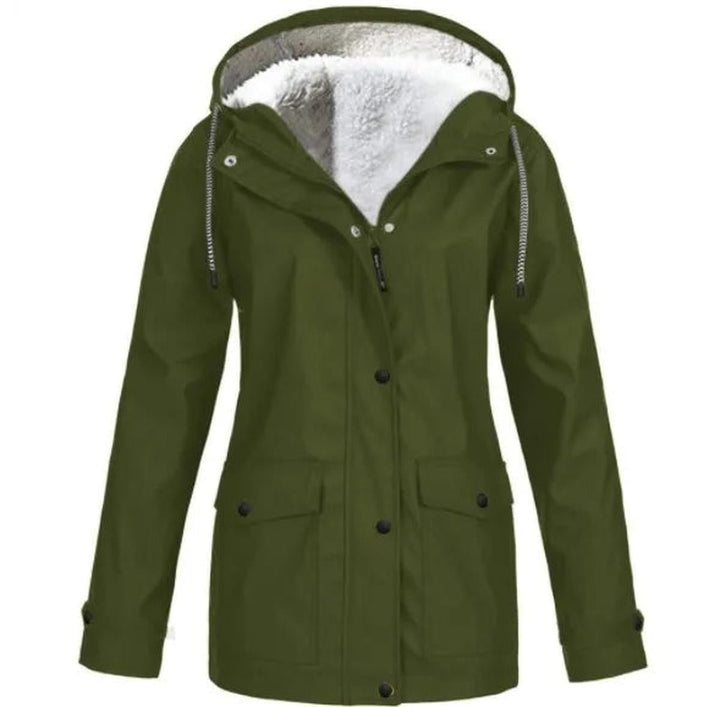 Women's Water and Windproof Fleece-Lined Jacket With Hood