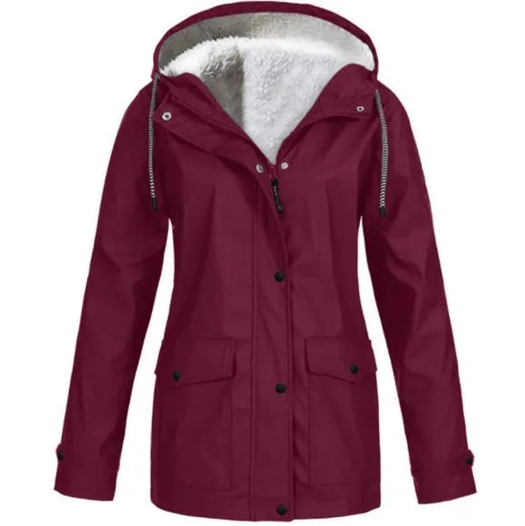 Women's Water and Windproof Fleece-Lined Jacket With Hood