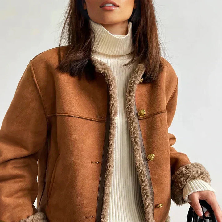 Women’s Faux Shearling Lined Suede Jacket