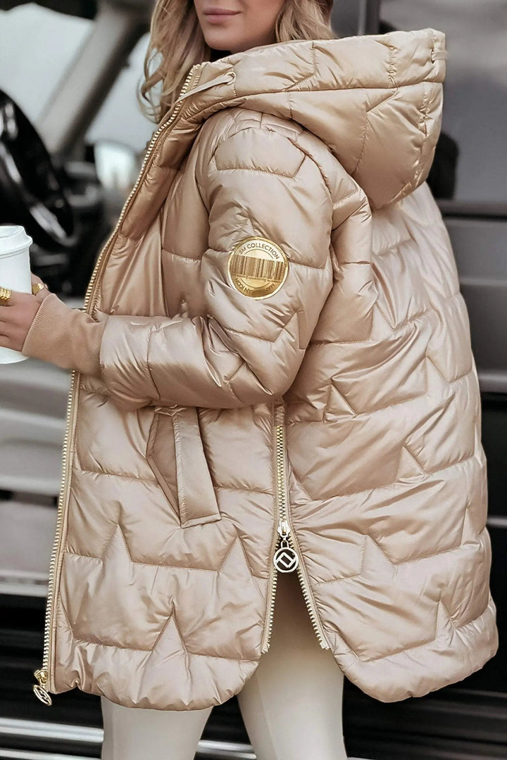 Women's Hooded Puffer Jacket with Quilted Lining