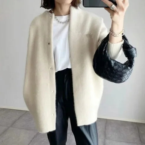 Women's Loose Fit Knitted Cardigan Jacket