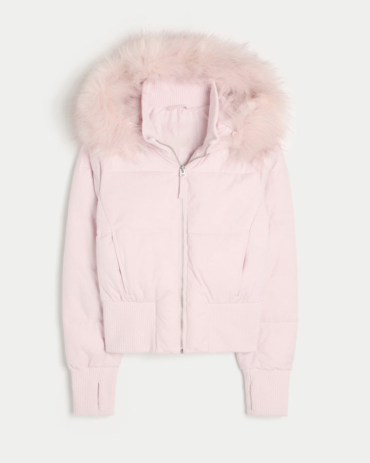 Women's Quilted Winter Jacket with Removable Hood