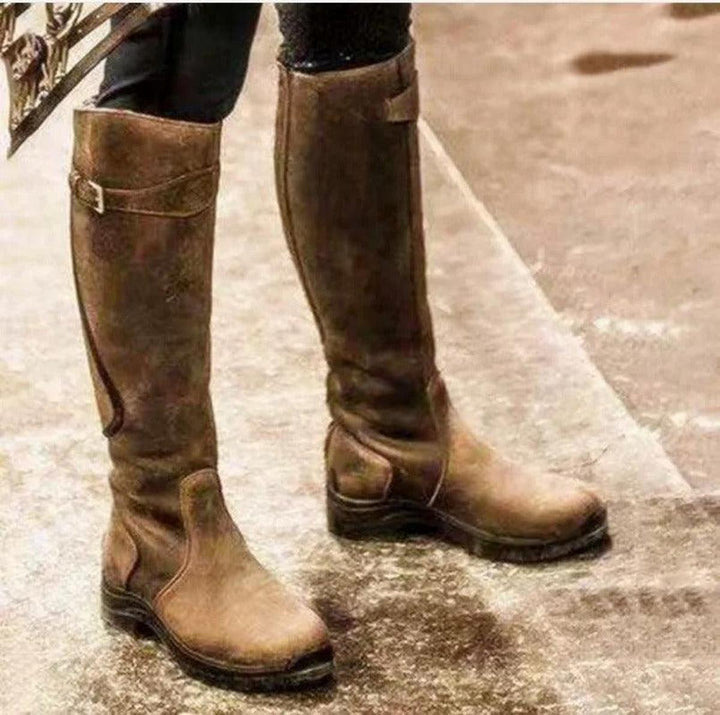 Women's Winter Waterproof Leather Riding Boots