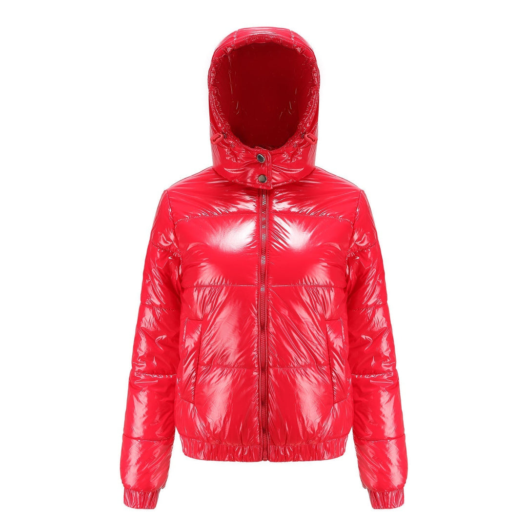 Women's high-gloss down jacket with hood