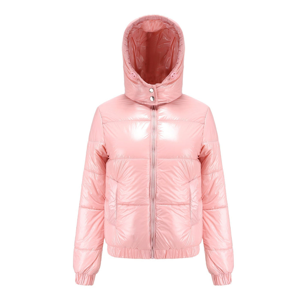 Women's high-gloss down jacket with hood