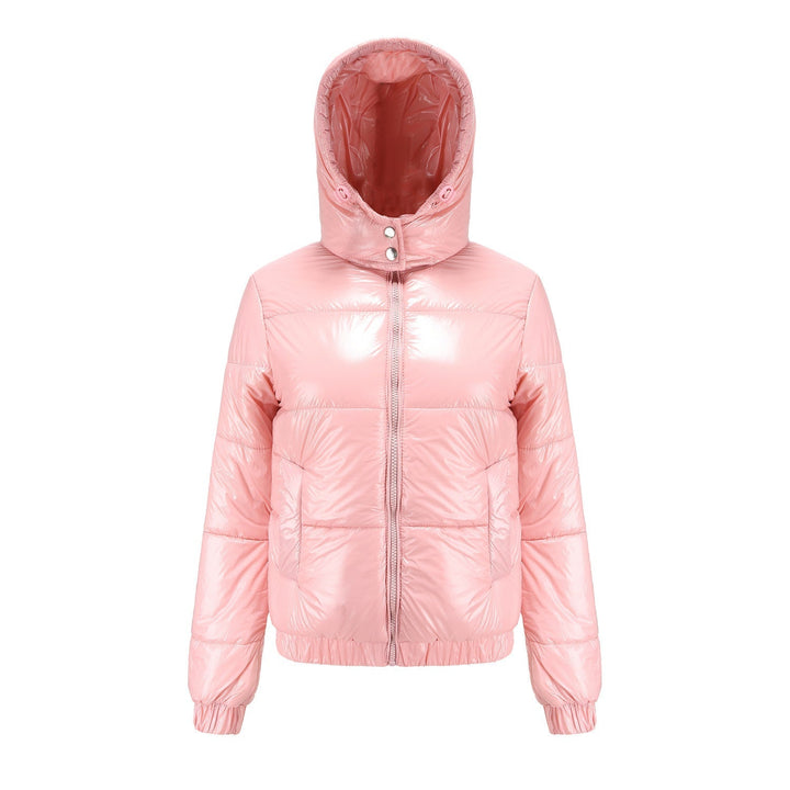 Women's high-gloss down jacket with hood