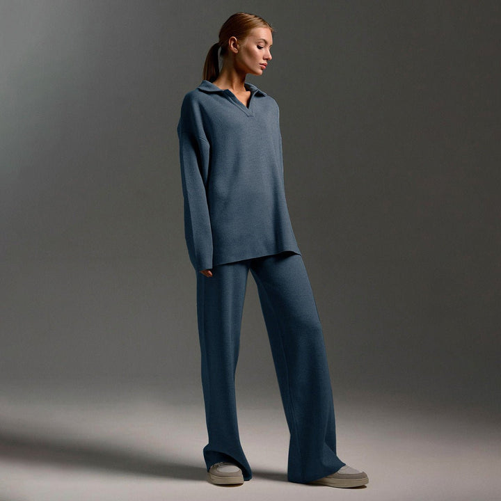 Women's Knitted Sweatshirt and Joggers Tracksuit Two-Piece Set