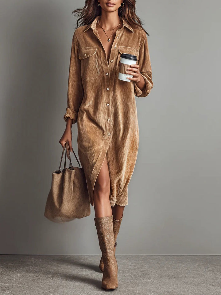 Estela | Loose midi corduroy dress