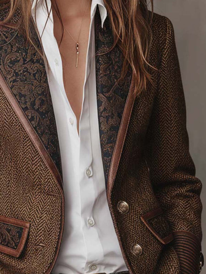 Theodora | Herringbone Panel Blazer