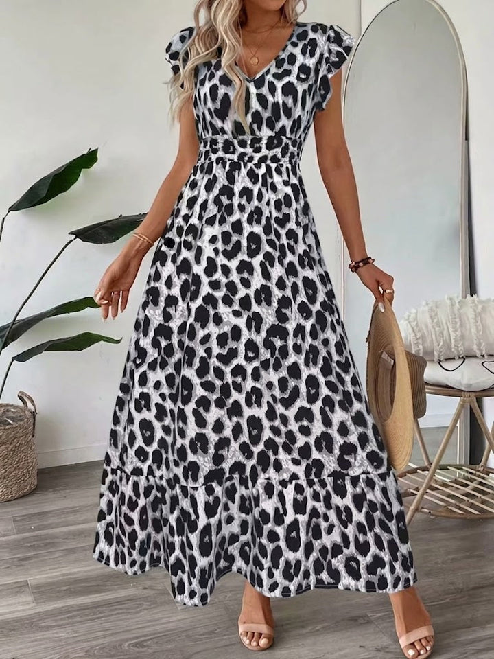 Celeste | Baroque Print Maxi Dress with V-Neck and Smocked Waist