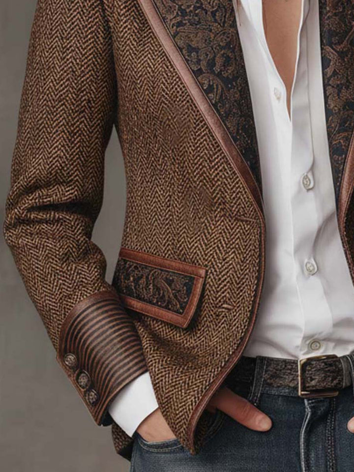 Theodora | Herringbone Panel Blazer