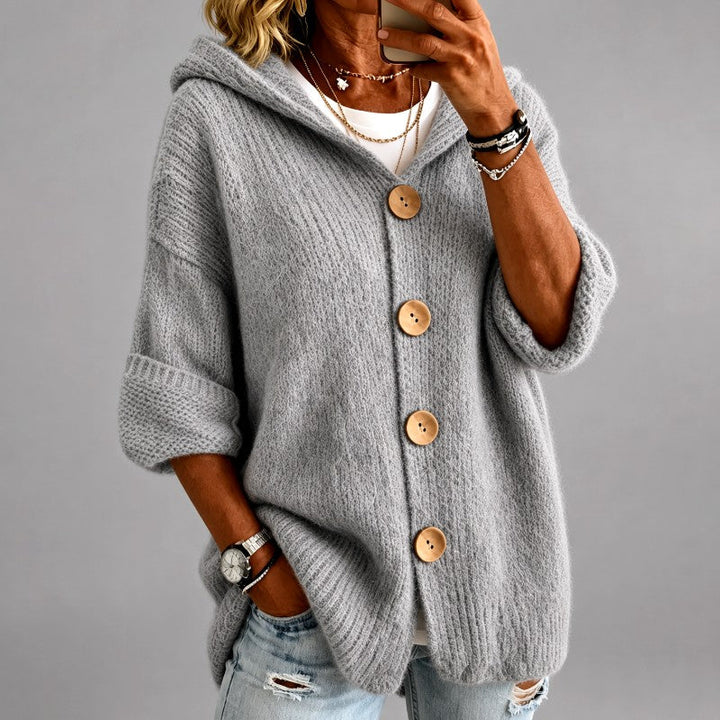 Freya Women's Hooded Button-Front Oversized Knit Cardigan