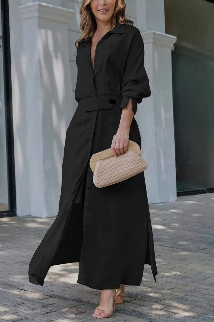 ELISABETTA | Elegant Maxidress with V-Neck and Flowing Cut for a Chic Summer
