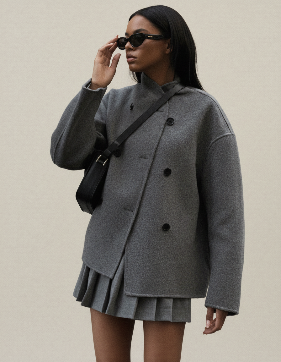 Women's Asymmetrical Button Longline Coat