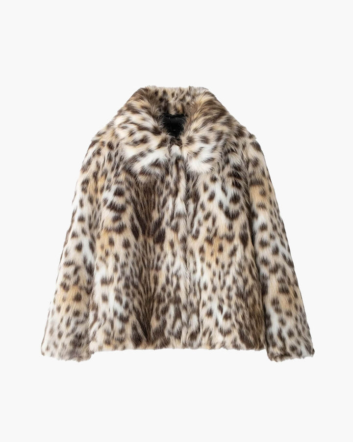 Women's Plush Brown Faux Fur Cropped Jacket