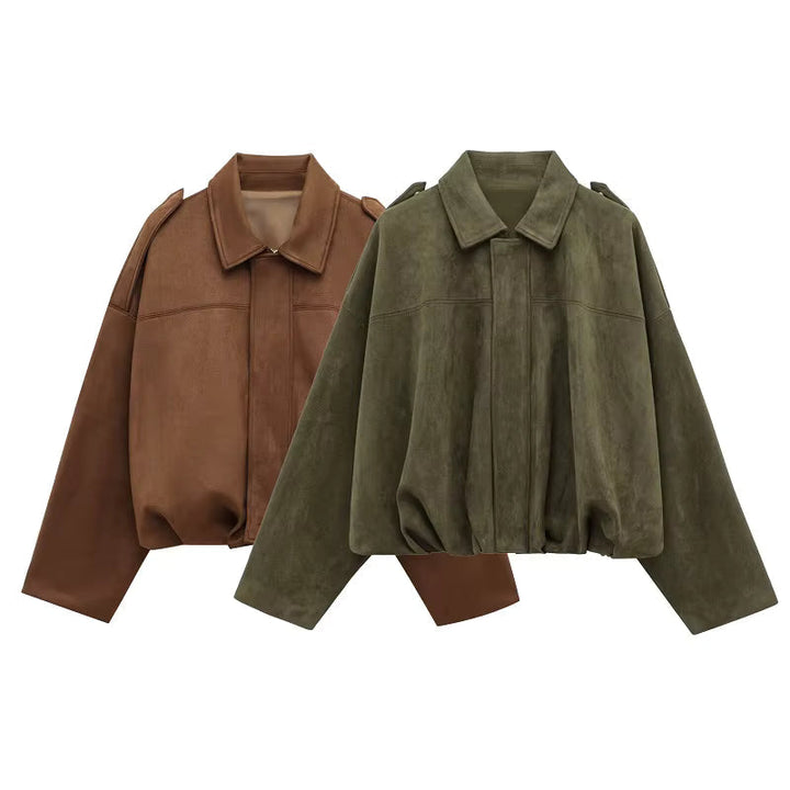 Women's Relaxed Boxy Faux Suede Jacket