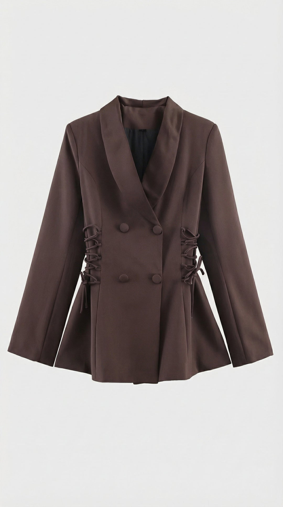 Women's Side Lace Up Tailored Brown Blazer