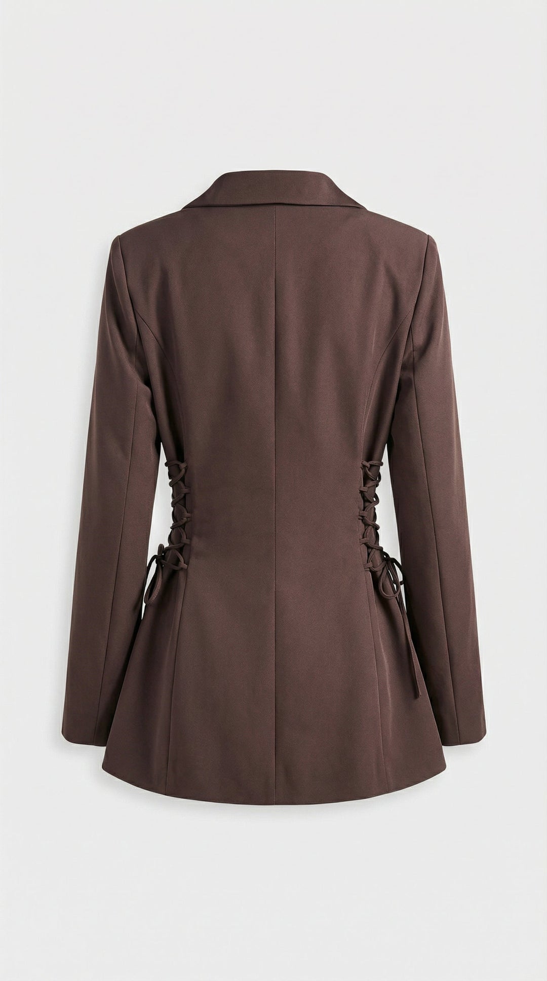 Women's Side Lace Up Tailored Brown Blazer