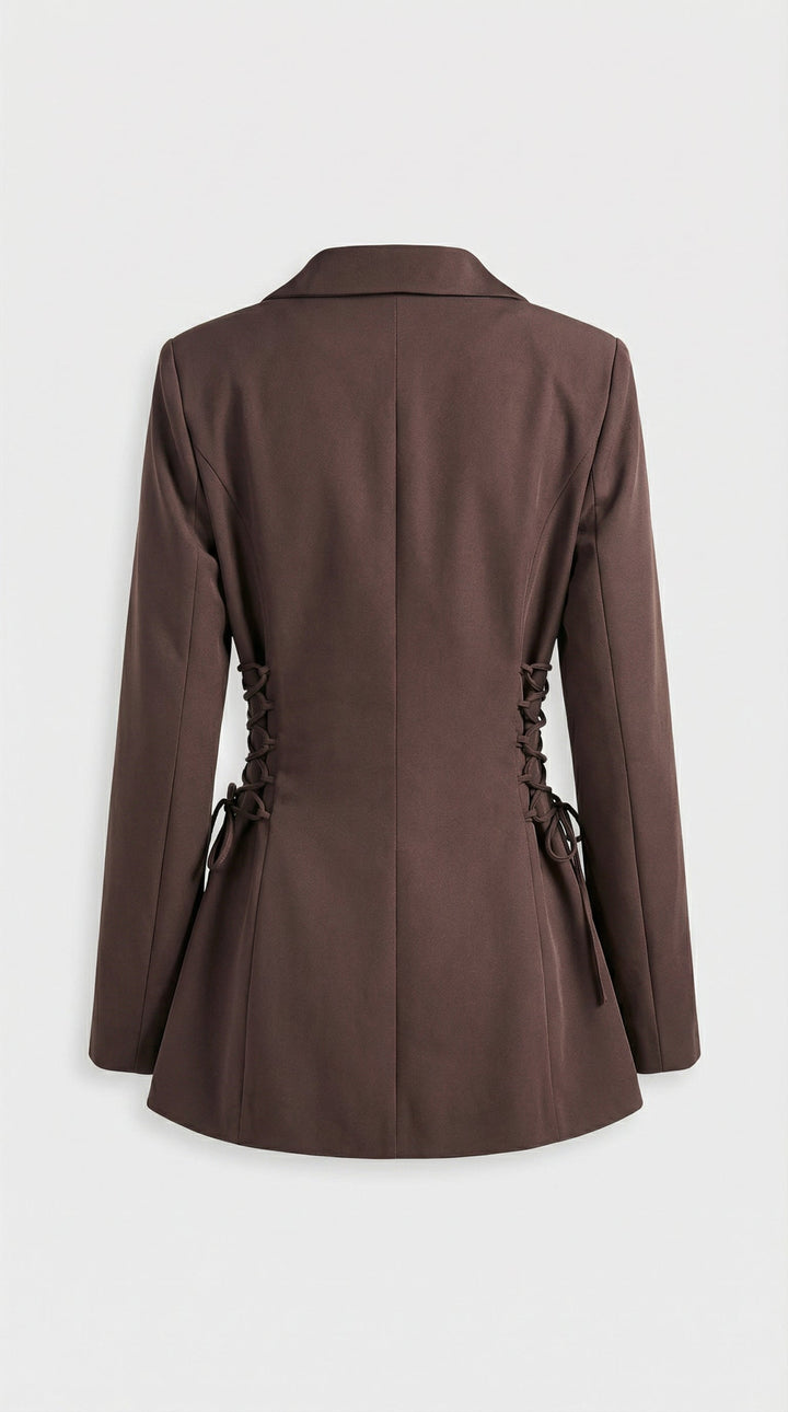 Women's Side Lace Up Tailored Brown Blazer