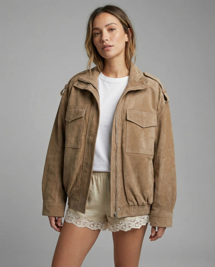 Women's Vintage Street Khaki Bomber Jacket