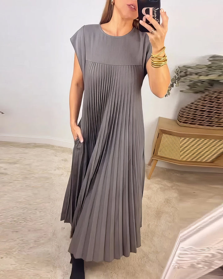 ELEONORA | Pleated Dress Without Sleeves, Elegant and Timeless