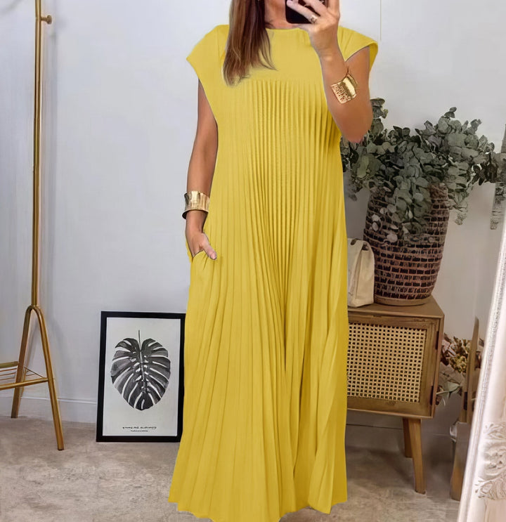 ELEONORA | Pleated Dress Without Sleeves, Elegant and Timeless