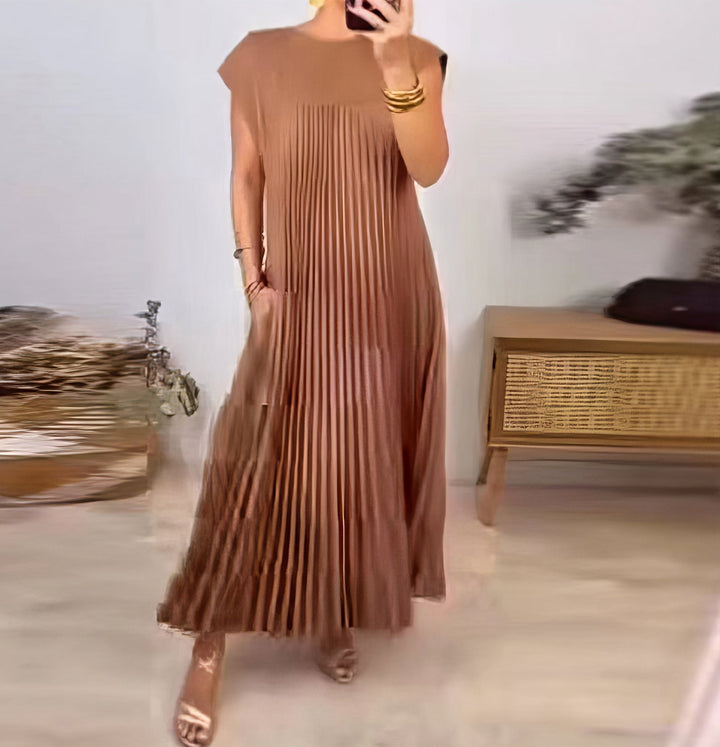 ELEONORA | Pleated Dress Without Sleeves, Elegant and Timeless