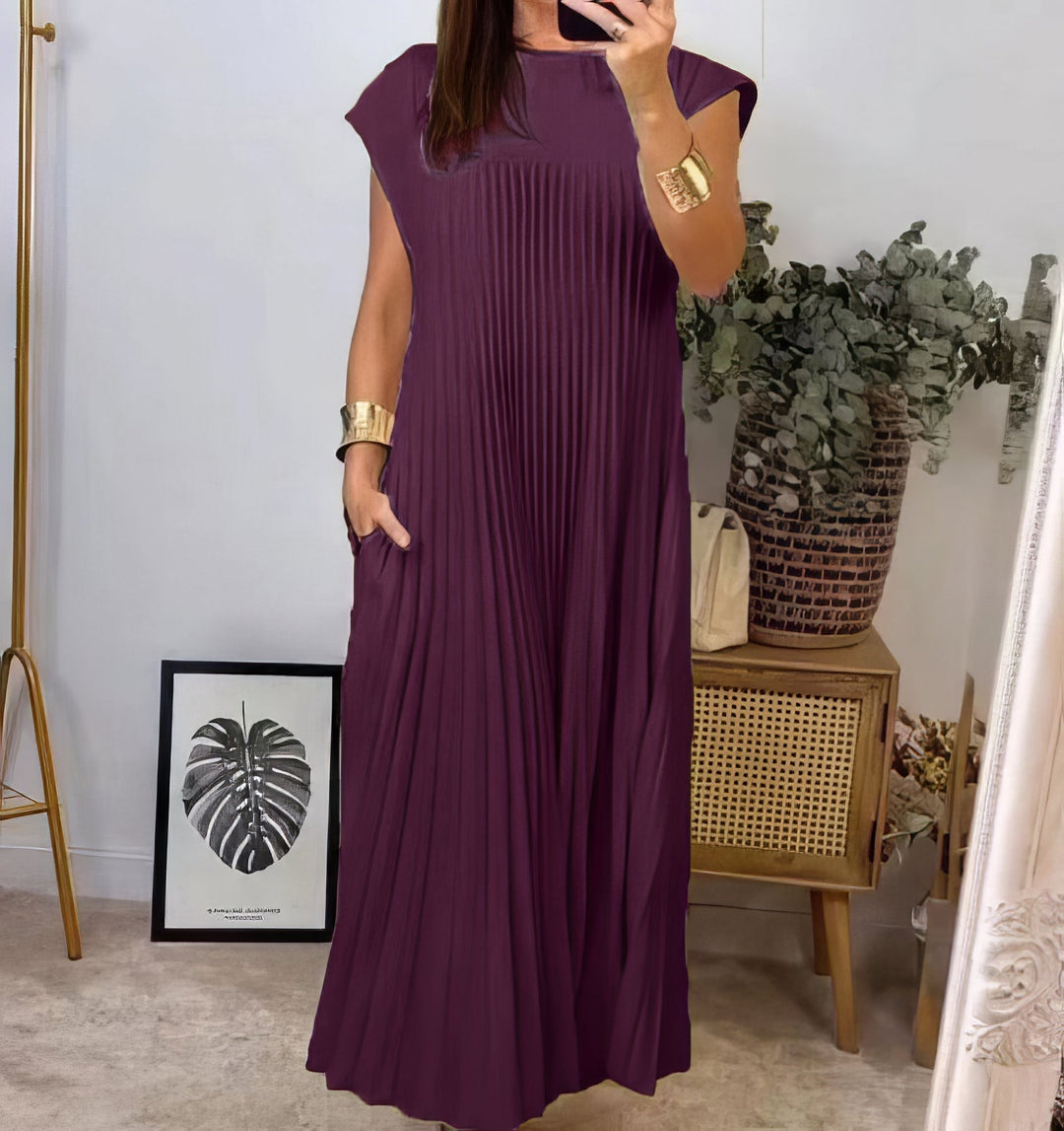 ELEONORA | Pleated Dress Without Sleeves, Elegant and Timeless